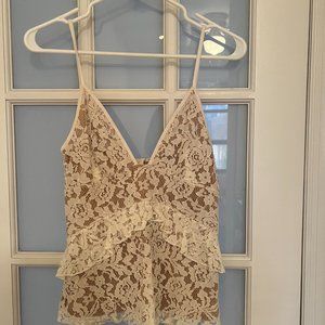 French Connection Womens Lace Overlay Tank Top - Size Small